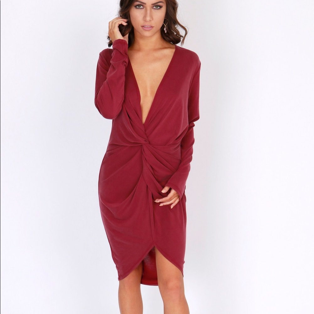 Burgundy knot dress